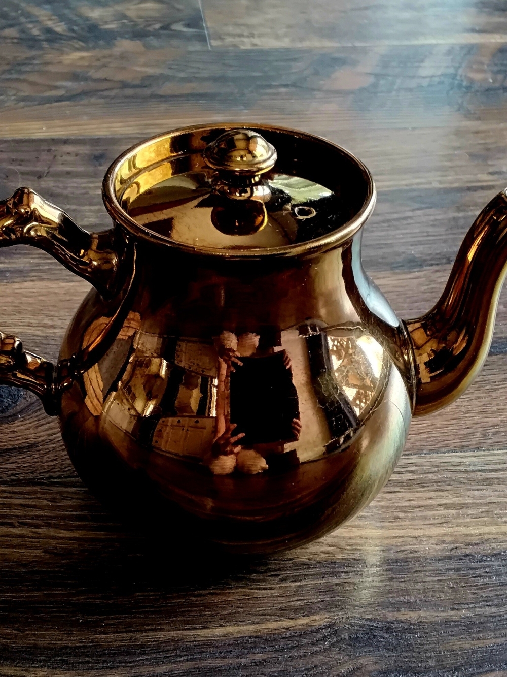 Vintage Gibson & Sons Burslem Gold Copper Tone Lusterware Teapot. England